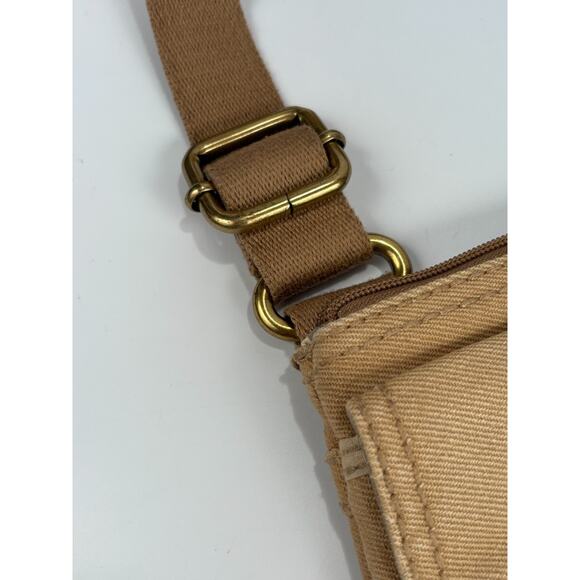 FOSSIL Crossbody Organizer Beige Canvas Handbag Shoulder Boho Hippie Vintage Bag - Picture 5 of 14